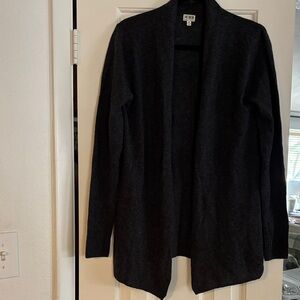 14th & Union 100% Cashmere Dark Gray Open Front Cardigan